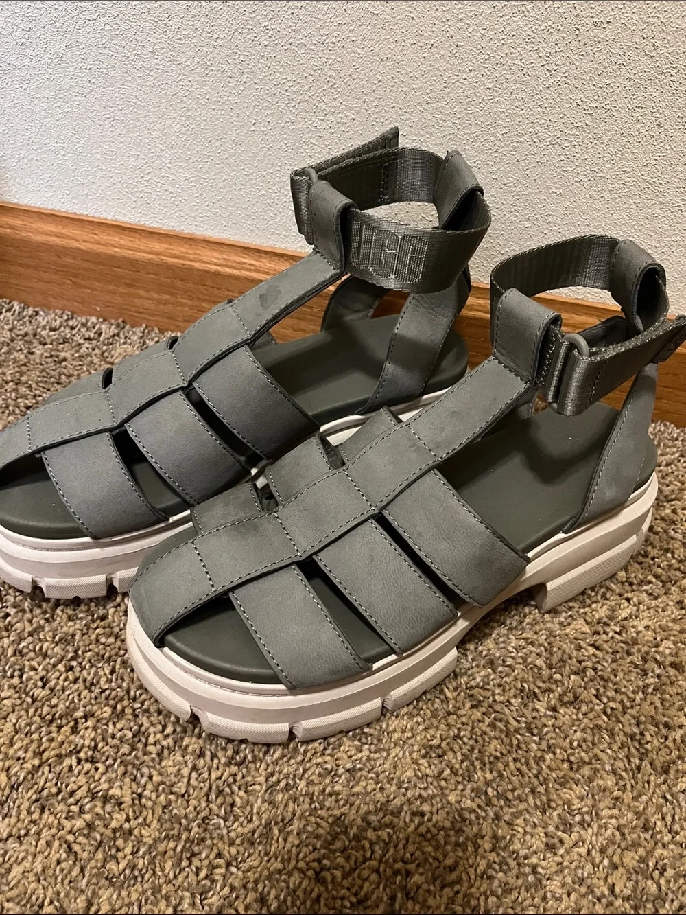 UGG Sage Green Strap Platform Sandals